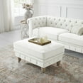 thumbnail image 1 of Rustic Manor Audriana Linen Cocktail Ottoman with Casters, Button Tufted, Cream White, 36 x 25 x 20, 1 of 7