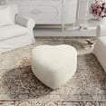 thumbnail image 1 of Rustic Manor Aviana Heart Shaped Sherpa Ottoman, White, 1 of 9