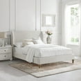 thumbnail image 1 of Rustic Manor Bree Tufted Linen King Size Full Bed Frame, No Box Spring Needed, Cream White, 1 of 9