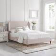 thumbnail image 1 of Rustic Manor Bree Tufted Linen Queen Size Bed Frame, No Box Spring Needed, Pink, 1 of 10