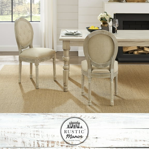Rustic Manor Christianna Linen Upholstered Dining Chair, Beige