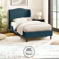 thumbnail image 1 of Rustic Manor Eloisa Linen Upholstered Platform Bed Full Size, Navy, 1 of 8