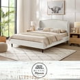 thumbnail image 1 of Rustic Manor Eloisa Linen Upholstered Platform Bed King Size, Cream White, 1 of 8