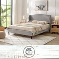 thumbnail image 1 of Rustic Manor Eloisa Linen Upholstered Platform Bed King Size, Grey, 1 of 8