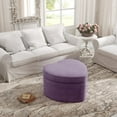 thumbnail image 1 of Rustic Manor Kristina Velvet Heart Shaped Storage Ottoman, Purple, 1 of 8