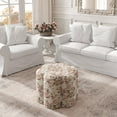 thumbnail image 1 of Rustic Manor Lavigne Linen Flower Shaped Ottoman with Nailhead Trim, Cluster Red, 1 of 7