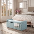 thumbnail image 1 of Rustic Manor Maurice Printed Linen Storage Bench, Indes Blue Ground, 1 of 9