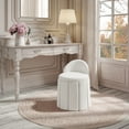 thumbnail image 1 of Rustic Manor Merle Rectangular Linen Slipcover Plywood Vanity Stool, Cream White, 1 of 8