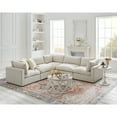 thumbnail image 1 of Rustic Manor Saniyah Cream White Linen Modular L-Sectional, 1 of 9