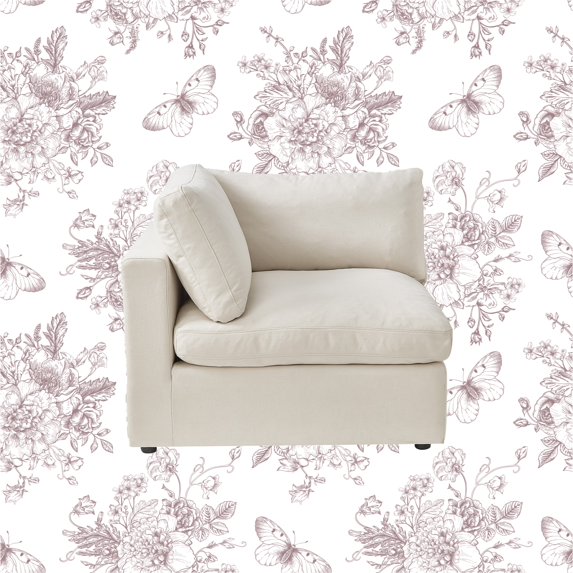 Rustic Manor Saniyah Cream White Linen Modular Left Arm Sofa Seat