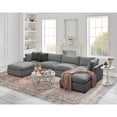 thumbnail image 1 of Rustic Manor Saniyah Grey Linen Sofa U-Chaise Sectional, 1 of 10