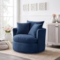 thumbnail image 1 of Rustic Manor Saniyah Navy Linen 360 Swivel Accent Chair, 1 of 9