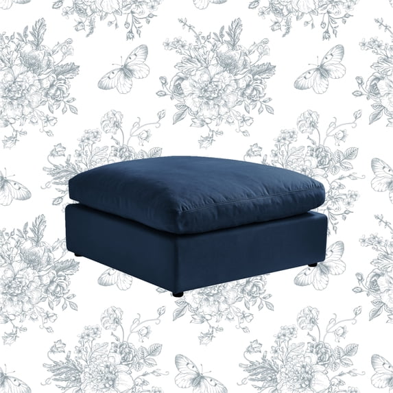 Rustic Manor Saniyah Navy Linen Ottoman