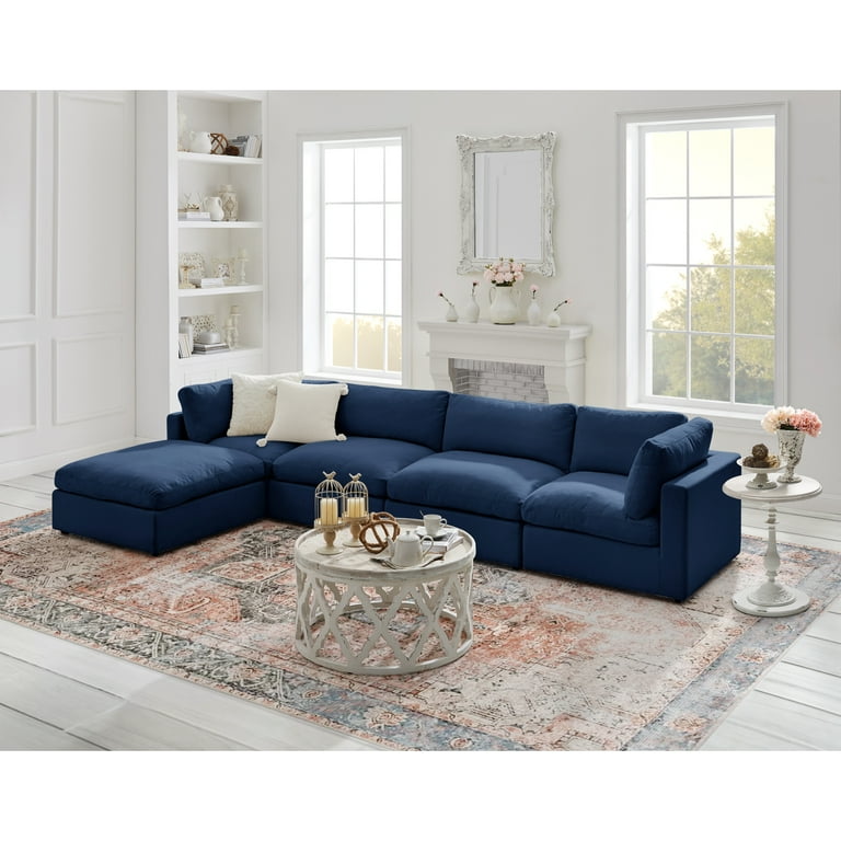 Navy linen sofa discount