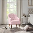 thumbnail image 1 of Rustic Manor Saoirse Upholstered Linen Button Tufted Accent Armchair with Casters, Pink, 1 of 9