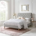 thumbnail image 1 of Rustic Manor Selina Tufted Linen Queen Size Bed Frame, No Box Spring Needed, Grey, 1 of 9