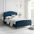 thumbnail image 1 of Rustic Manor Sherlyn Velvet Tufted King Size Bed frame, No Box Spring Needed, Navy, 1 of 9