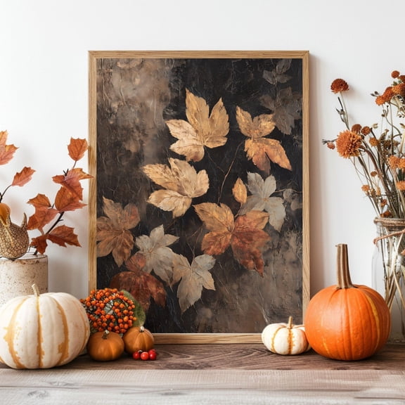 Rustic Maple Leaf Wall Art Poster Vintage Fall Foliage Decor For Farmhouse Or Seasonal Home Home Decor, 16x24 UNFRAMED