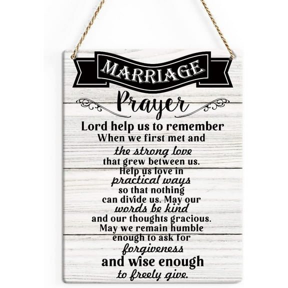 Rustic Marriage Quote Wood Decor Sign, Lord Help Us to Remember When We First Met Printed Wood Sign Wall Art, Hanging Door Sign, Christian Decorative Wood Sign Home Decor 8x10
