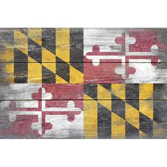 Rustic Maryland State Flag (24x36 Giclee Gallery Art Print, Vivid Textured Wall Decor)