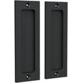 Rustic Matte Black 6" Sliding Barn Door Handles, Rectangular Plate