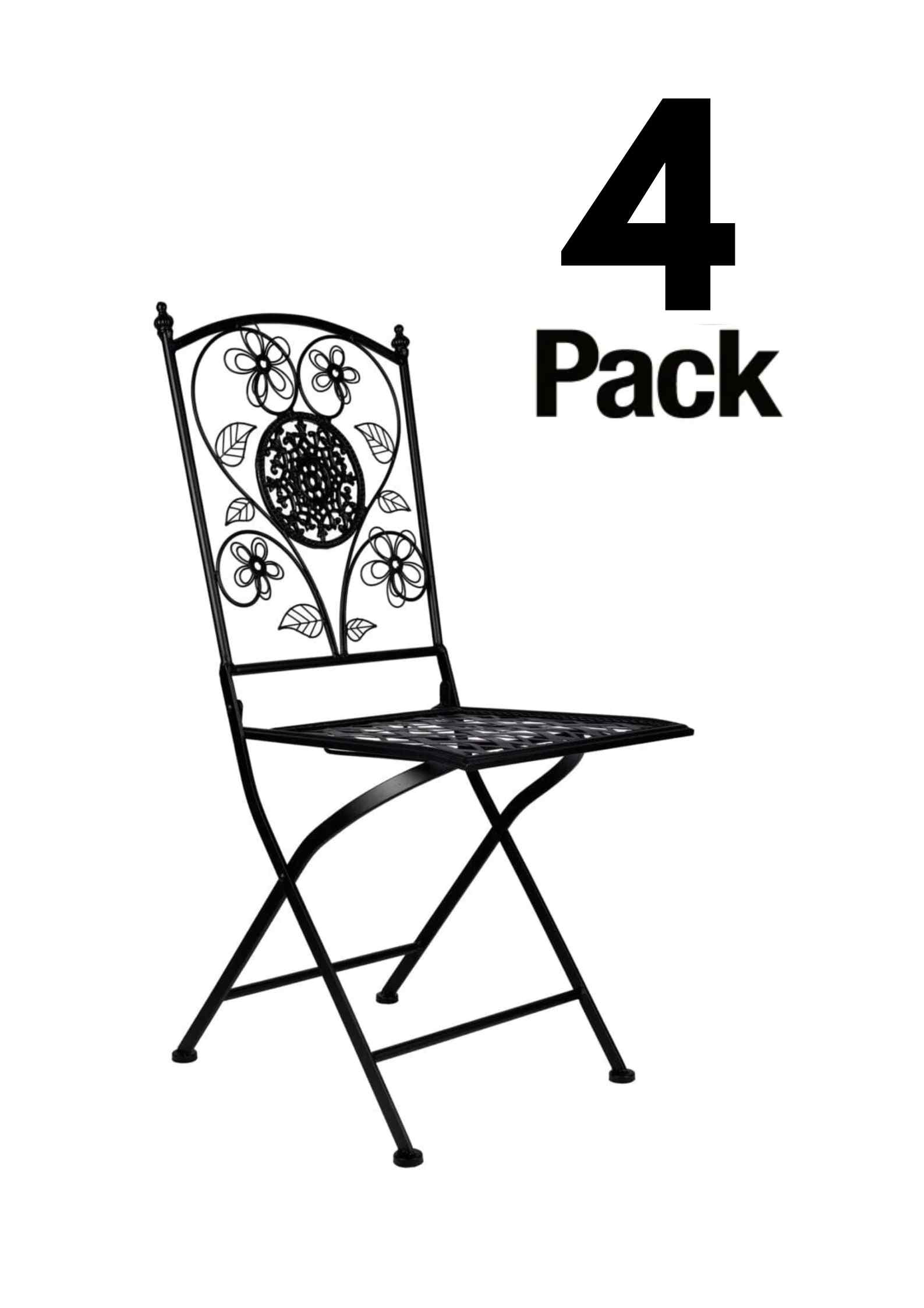 Rustic Matte Black Barcelona Bistro Folding Chair - Sold in Sets of 4 by Chivari