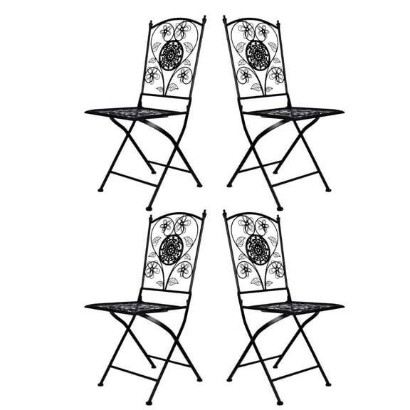 Rustic Matte Black Barcelona Bistro Folding Chair - Sold in Sets of 4 by Chivari