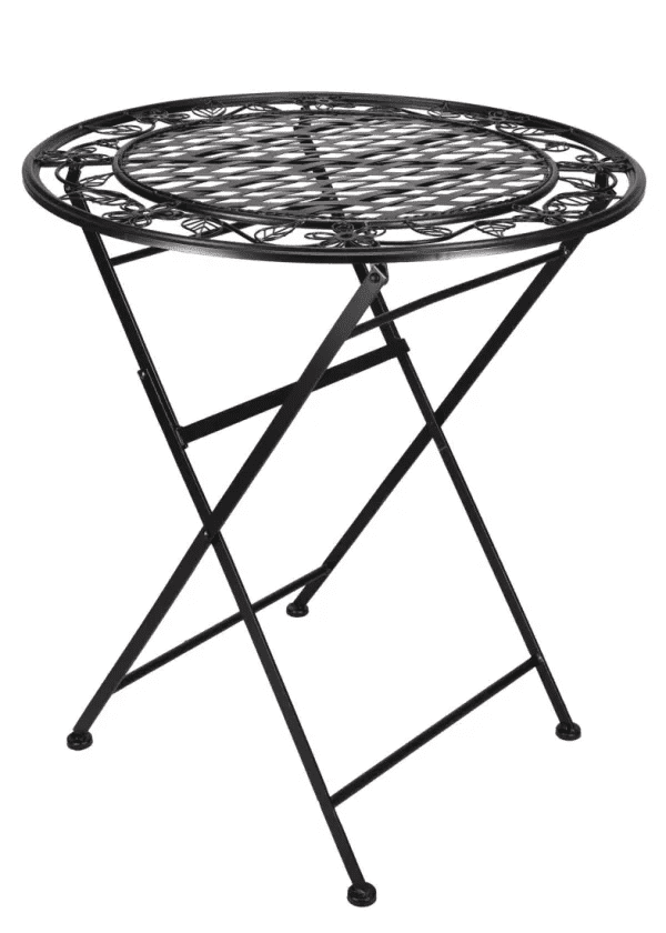 Rustic Matte Black Iron Free Form Bistro Table