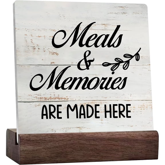 Rustic Meals & Memories Are Made Here Sign Funny Kitchen Ceramic Table Sign Farmhouse Home Kitchen Desk Shelf Decor
