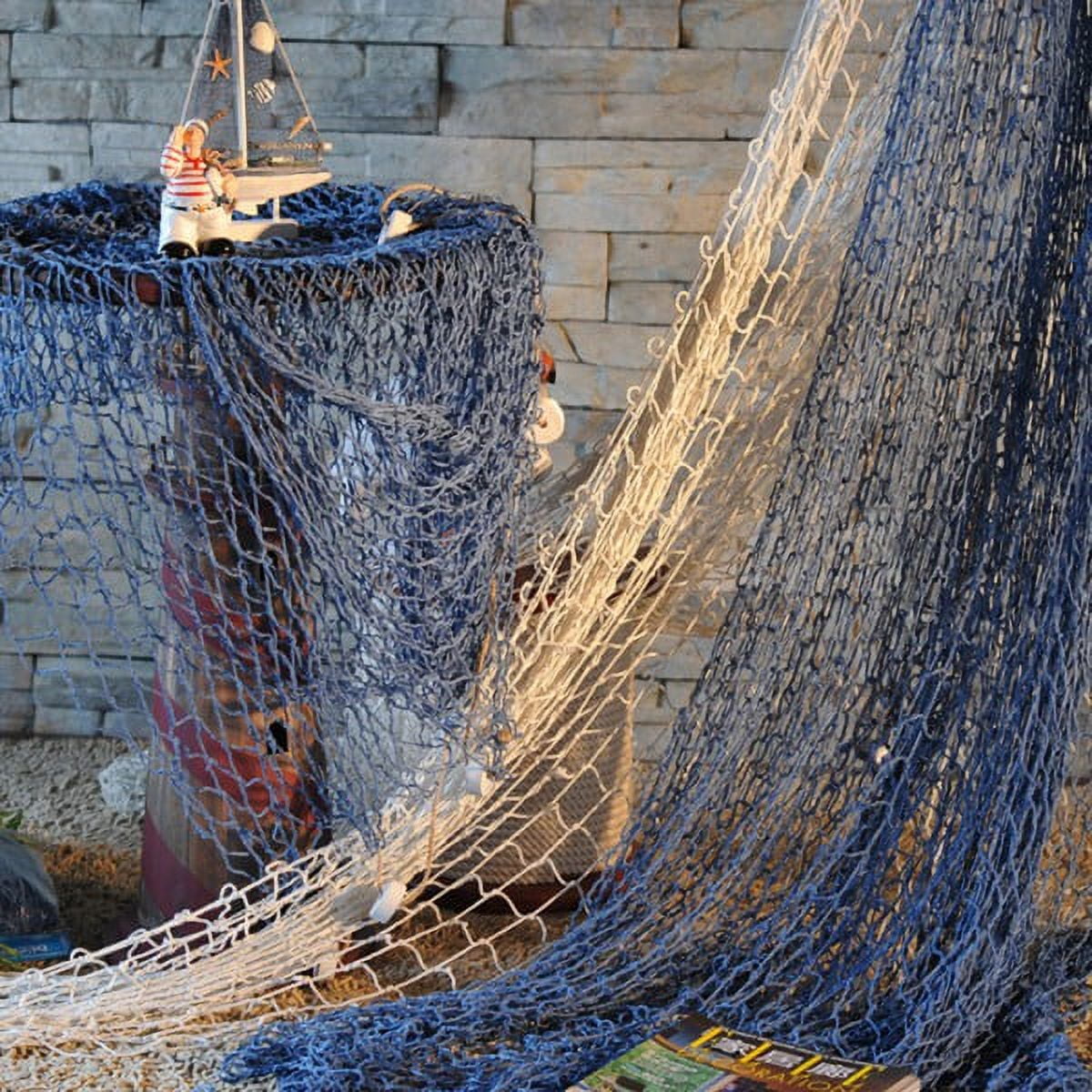 Rustic Mediterranean Style Fishing Nets with Sea Shells and Anchor