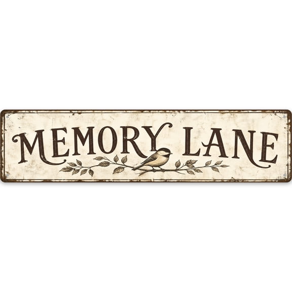 Rustic Memory Lane Metal Wall Decor Sign 16x4 Inch