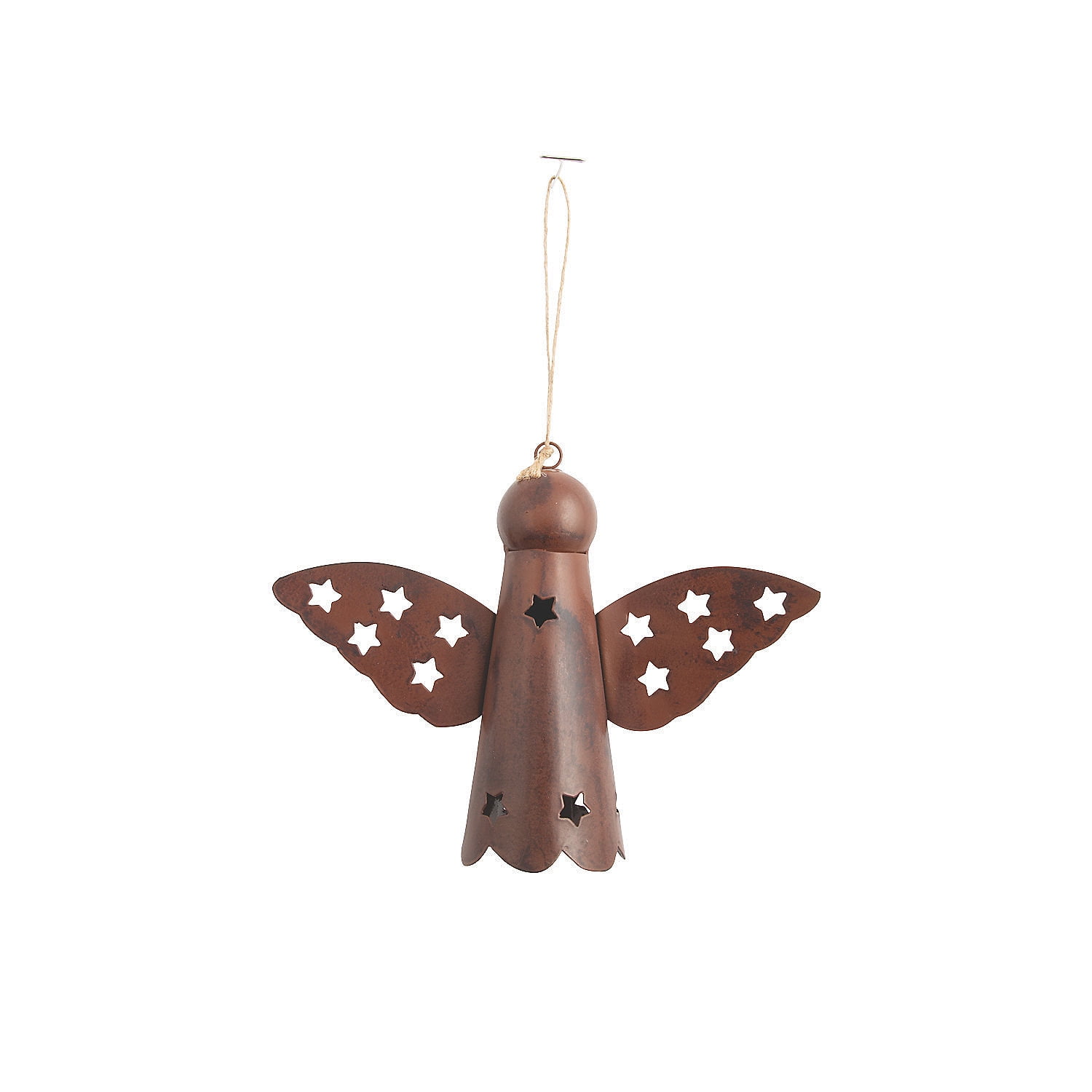 Rustic Brown Metal Angel Christmas Ornaments Set