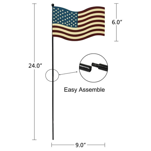 Rustic Metal Antique American Flag Garden Stake Rustic Patriotic Stake Lawn Yard Garden Outdoor Decor,24''H,4th July Patriotic Flag Outdoor Decoration