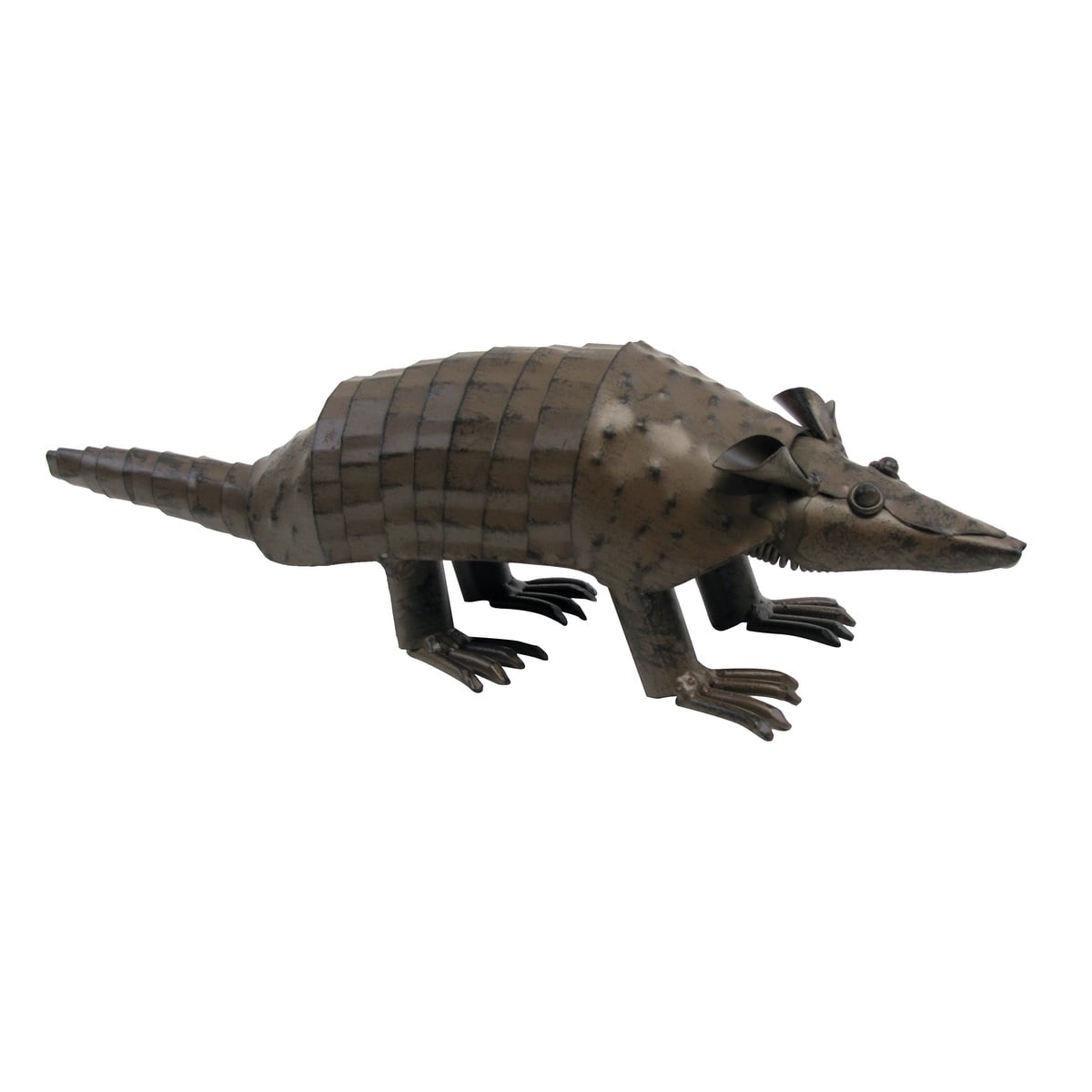 Rustic Brown Metal Armadillo Garden Sculpture