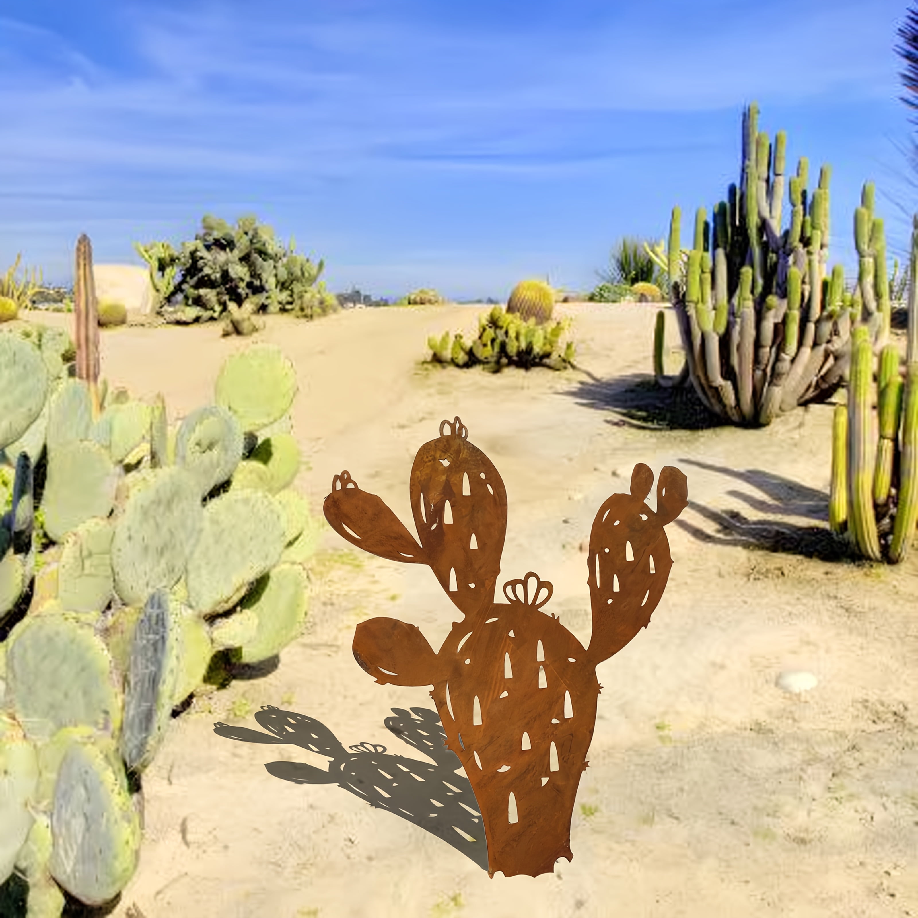 Rustic Cactus Sign Rustic Metal Cactus Garden Stake Outdoor Decor, Vintage Iron Cactus ...