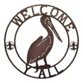 thumbnail image 1 of Rustic Metal Circle Pelican Louisiana Welcome Y'all FDL Sign Wall Hanging Decor, 1 of 9