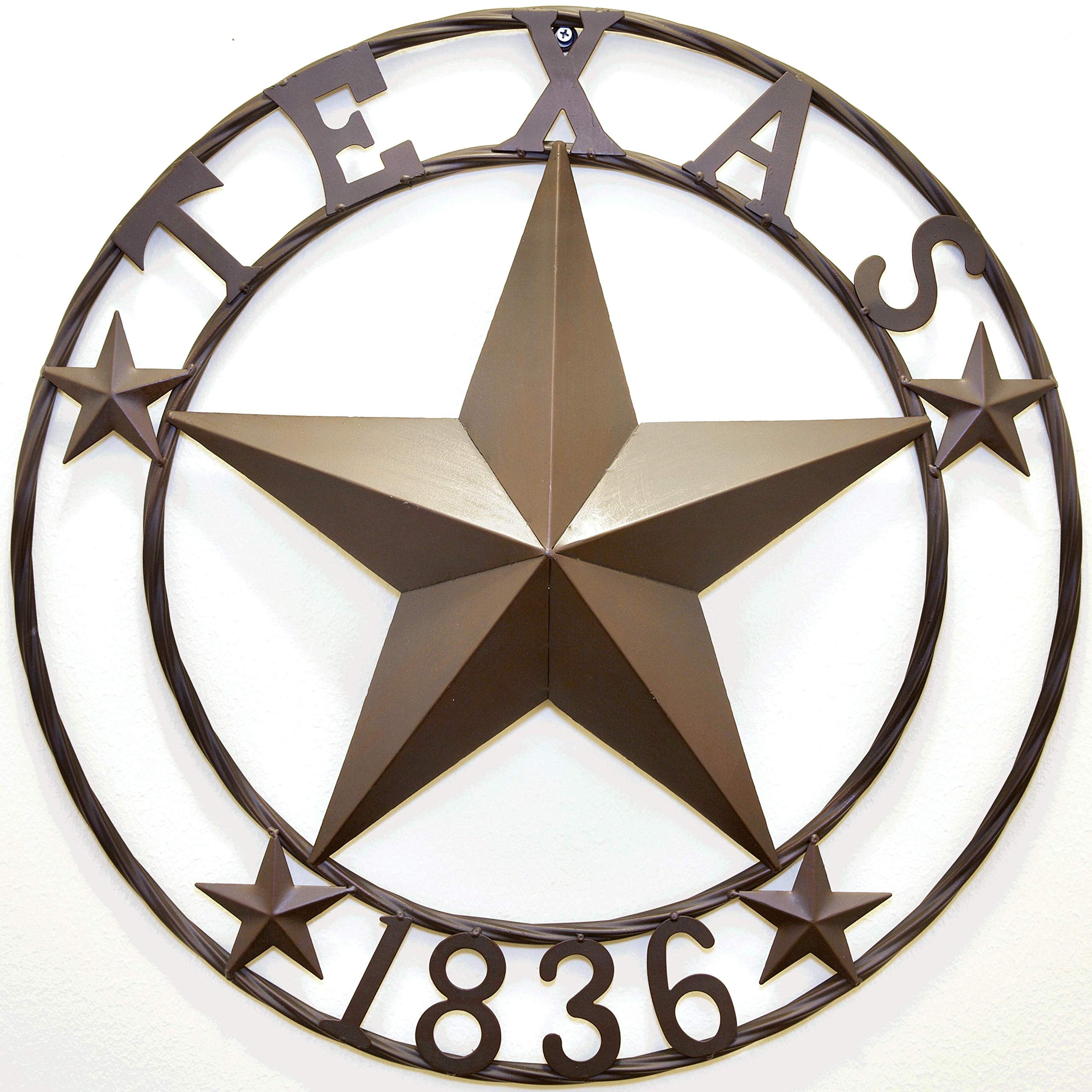 Rustic Brown Metal Texas Star Circle Wall Plaque