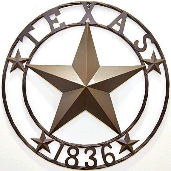 BestGiftEver Metal 24" Circle - Texas 1836 Wall Hanging Decoration Plaque