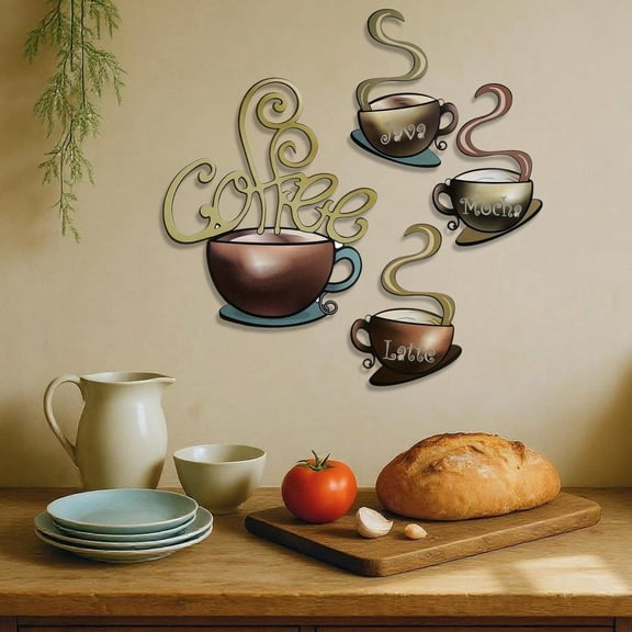 Rustic Metal Coffee Mug Wall Art in American Heritage Style, Peel-and-Stick Uneven Retro Decor, room decorhalloween decorhome decorbathroom decorbedroom decorkitchen decorwall decorhouse decor