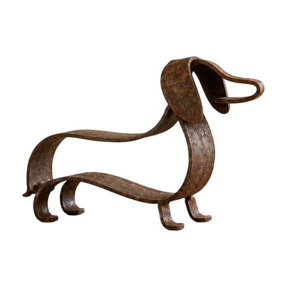 Rustic Metal Dachshund Sculpture, Vintage Antique Finish Dog Statue, Outdoor Garden Decor for Patio Lawn Shelf Display,Black