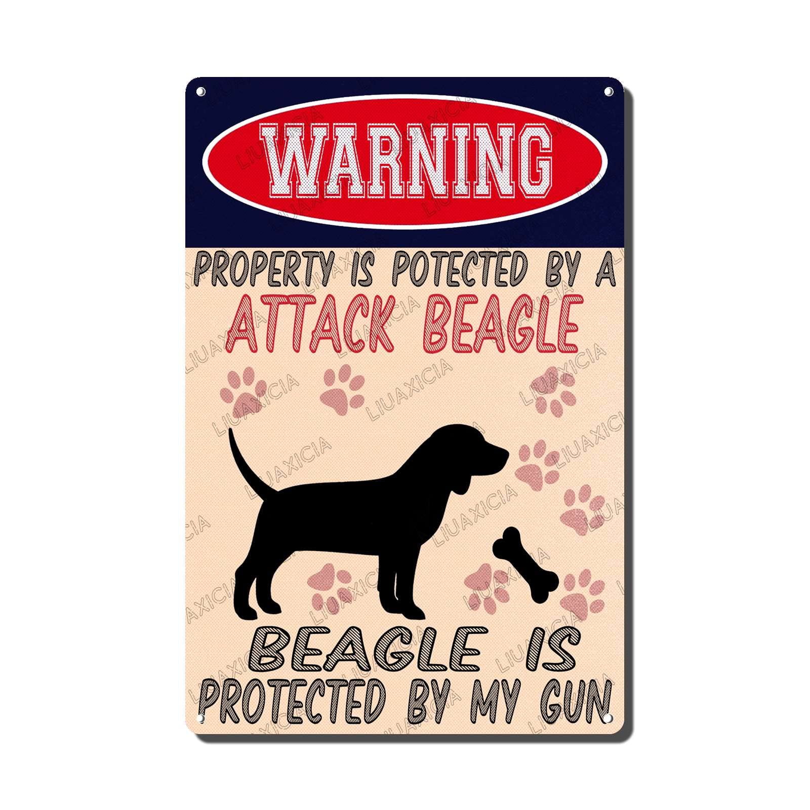 Rustic Metal Decor Vintage Warning Property Is Potected By A Beagle Is ...