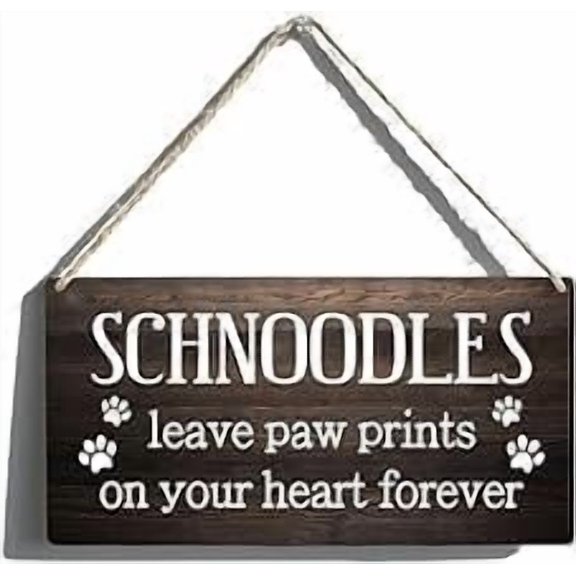 Rustic Metal Door Wall Art Sign Schnoodles Leave Paw Prints Metal Pet Metal Sign With Ropes Rectangle Decor Metal Door And Wall Art 8x12 Inch