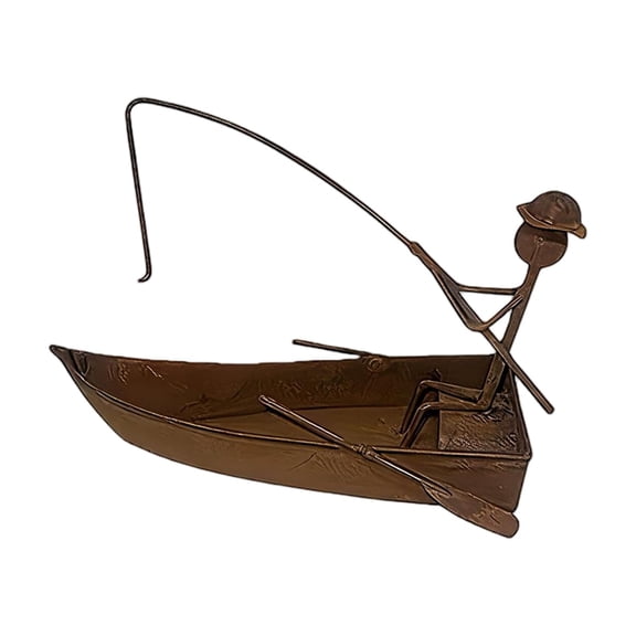 Rustic Metal Fisherman Garden Planter Elegant Outdoor Flower Pot Vintage Courtyard Patio Yard Ornament Artisan Style Rusty Patina Finish 1 Pack Brown