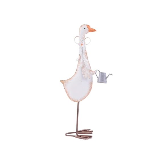 Rustic Metal Garden Duck Statue, Farmhouse Style Duck Figurine with Shovel or Watering Can, Outdoor Yard & Patio Decor, Ideal for Spring Garden Decoration & Gift