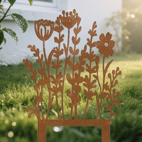 Rustic Metal Garden Stakes (Set of 1) - Vintage-Style Outdoor Lawn & Flower Bed Decor - Weather-Resistant Yard Art for Patio, Pots & Modern Homes - Unique Ground Stake for Gardens, Outdoor