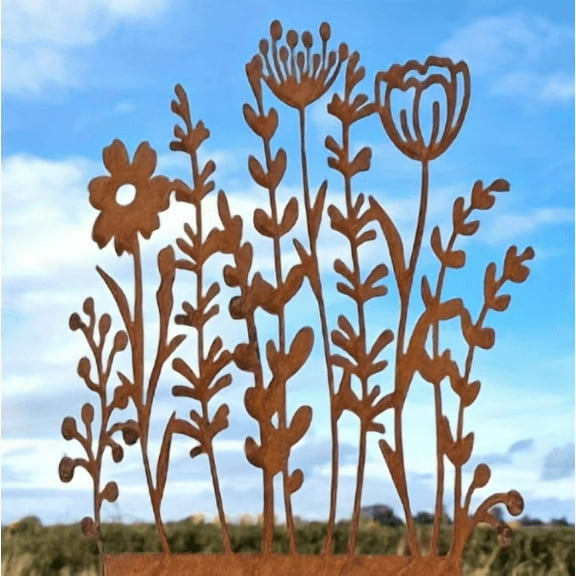 Rustic Metal Garden Stakes Vintage-Style Outdoor Lawn & Flower Bed Decor Yard Art for Patio Pots Ground Stake for Gardens Landscaping & Outdoor Décor - Christmas and Halloween Party Supplies