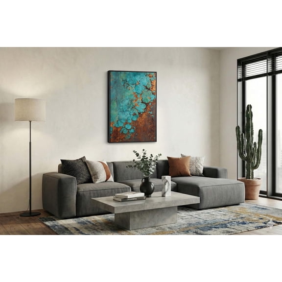 Rustic Metal Grunge Turquoise Copper Patina Industrial Portrait Decor Unframed Paper Print