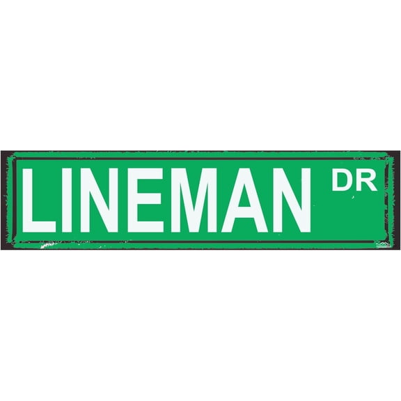 Rustic Metal Lineman Wall Sign, Electrical Worker Industrial Style Street Plaque, 16 x 4 Inch
