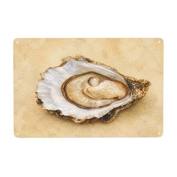 Rustic Metal Oyster Shell Wall Decor Sign 8x12 Inch Vintage Style