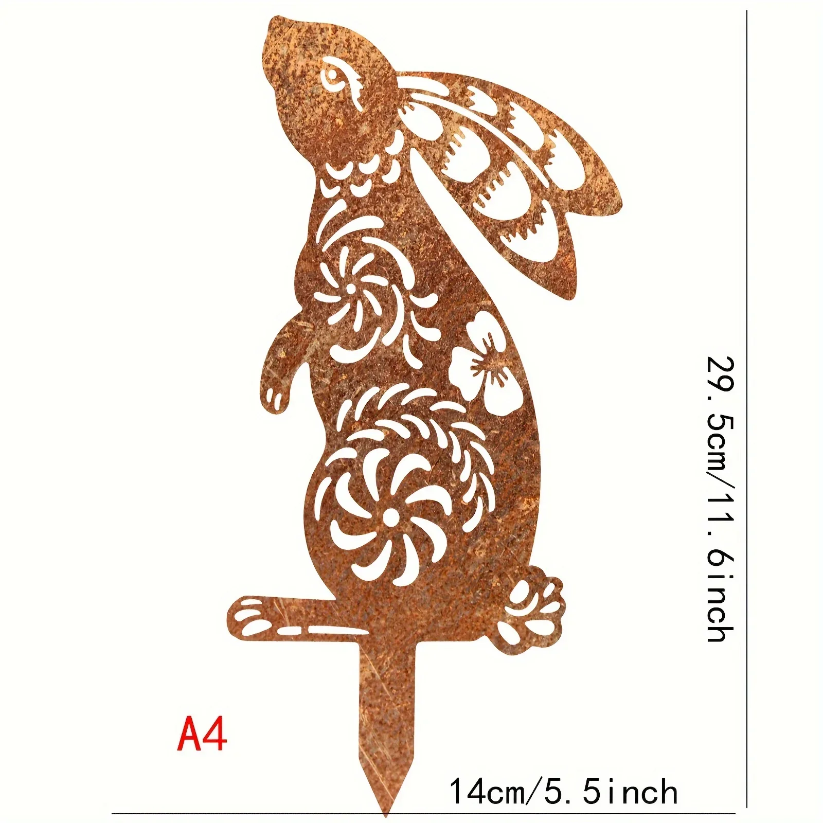 Rustic Metal Rabbit Garden Stake with Rusty Finish Perfect for Outdoor ...